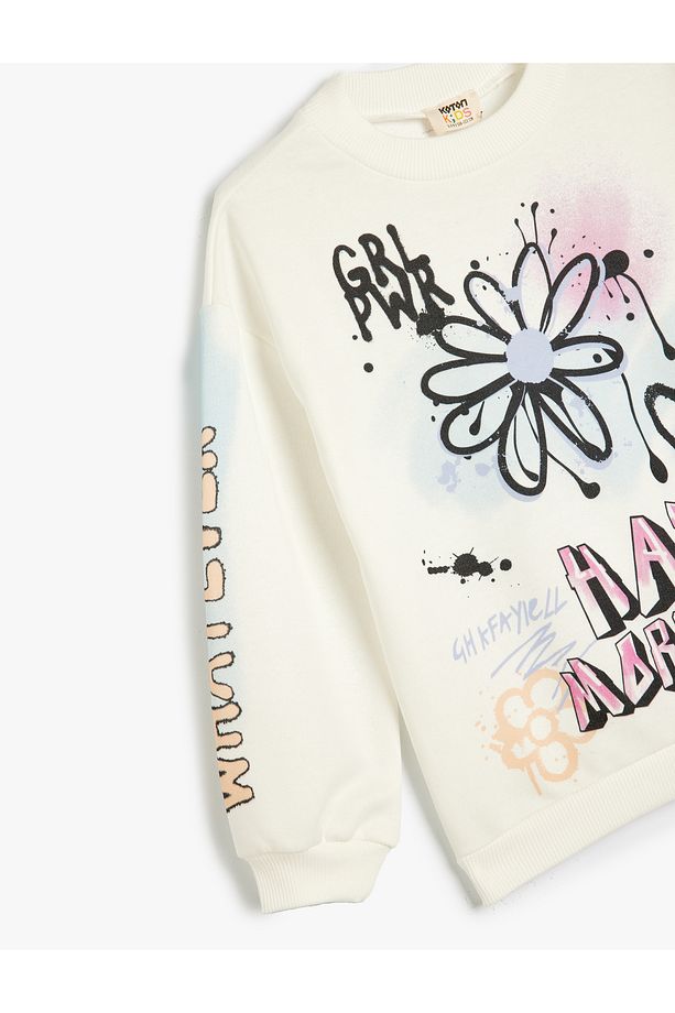 Sweatshirt Grafiti Temalı Bisiklet Yaka Uzun Kollu - 3