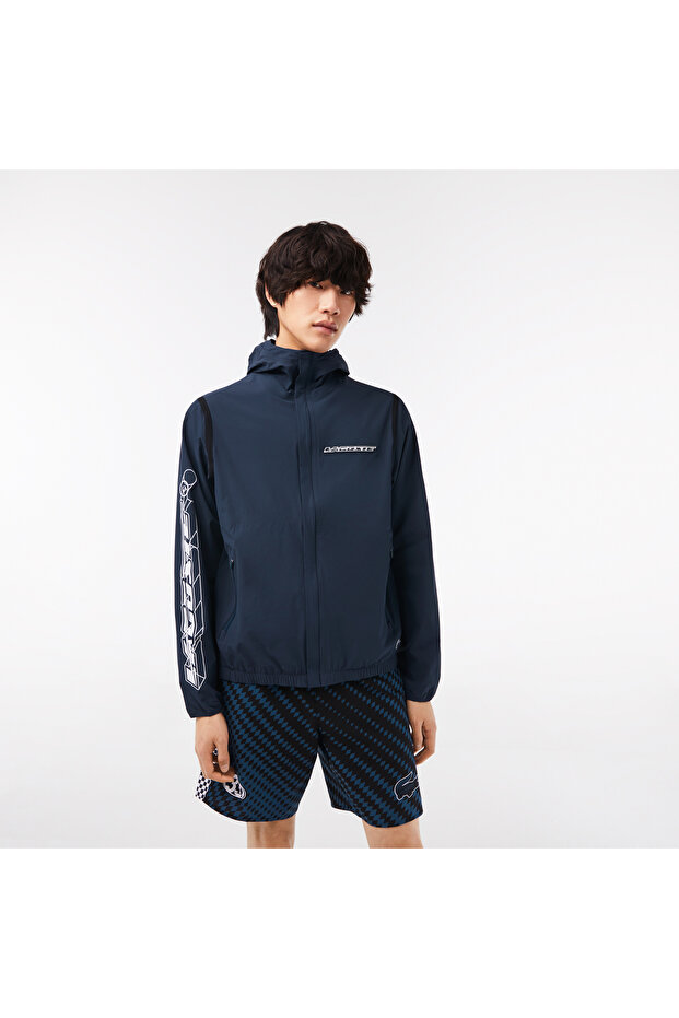 Active Erkek Regular Fit Kapüşonlu Baskılı Lacivert Mont - 1