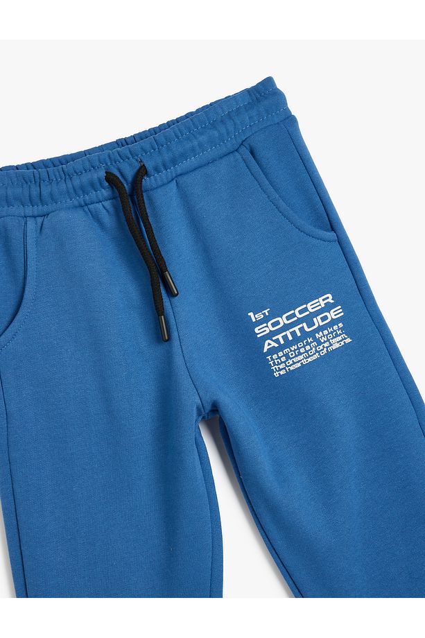 Renk Bloklu Slogan Baskılı Şardonlu Jogger Eşofman Altı - 3