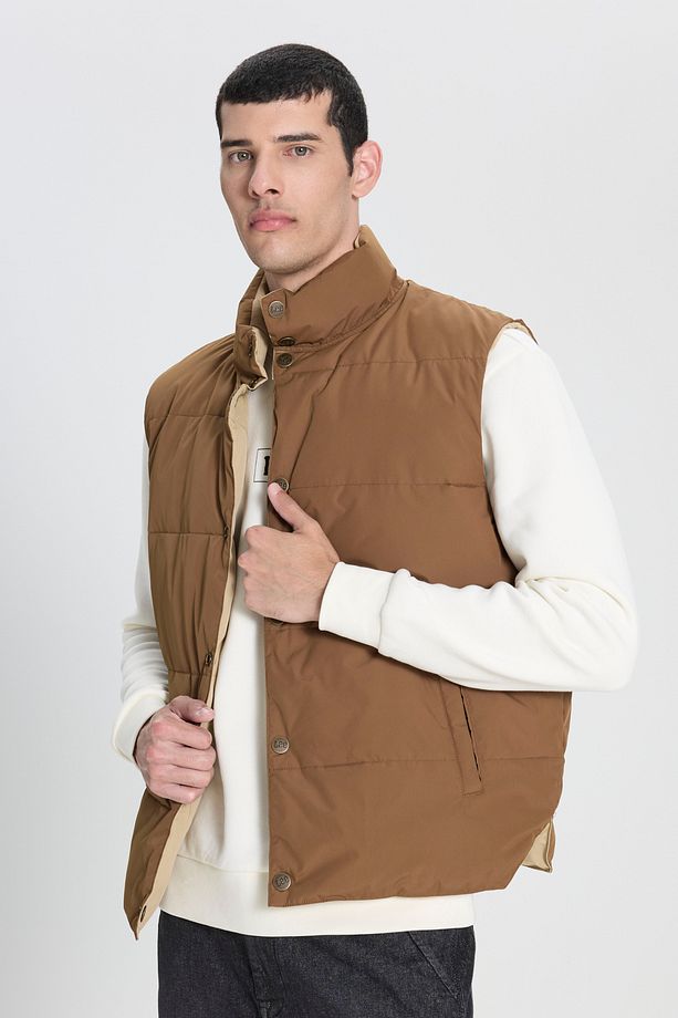 Regular Fit Normal Kesim Çift Kullanımlı Deve Tüyü Şişme Yelek - 2