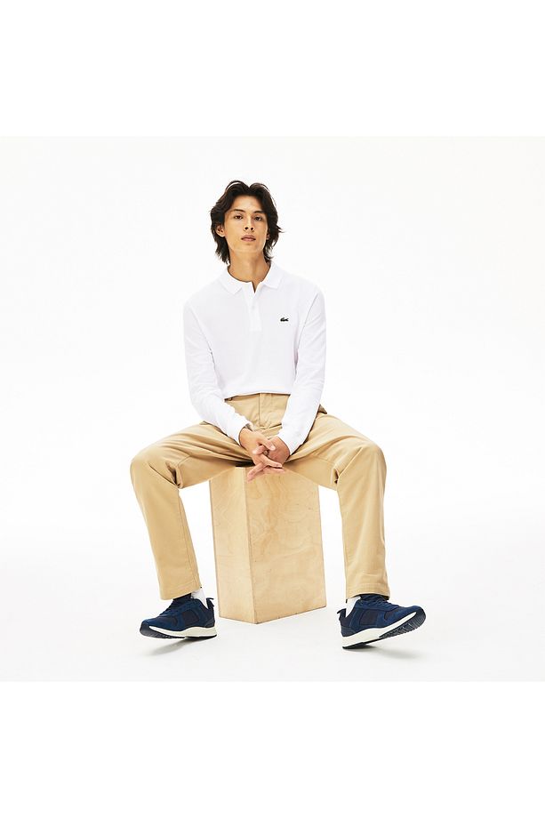 L.12.12 Erkek Slim Fit Uzun Kollu Beyaz Polo - 1
