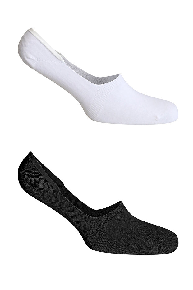 2'li Babet Basic Çorap Siyah-beyaz - 1