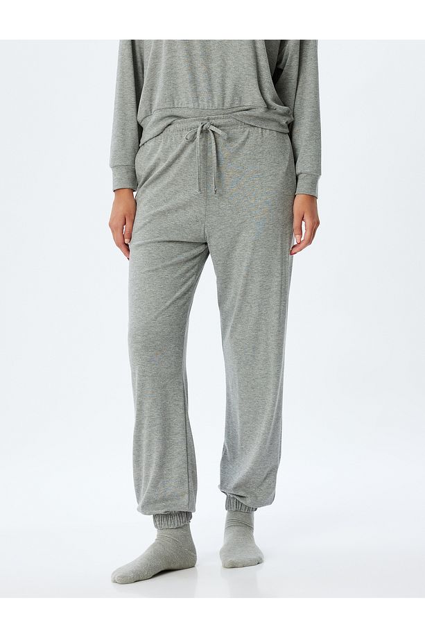 Örme Pijama Altı Jogger Beli Bağlamalı - 3