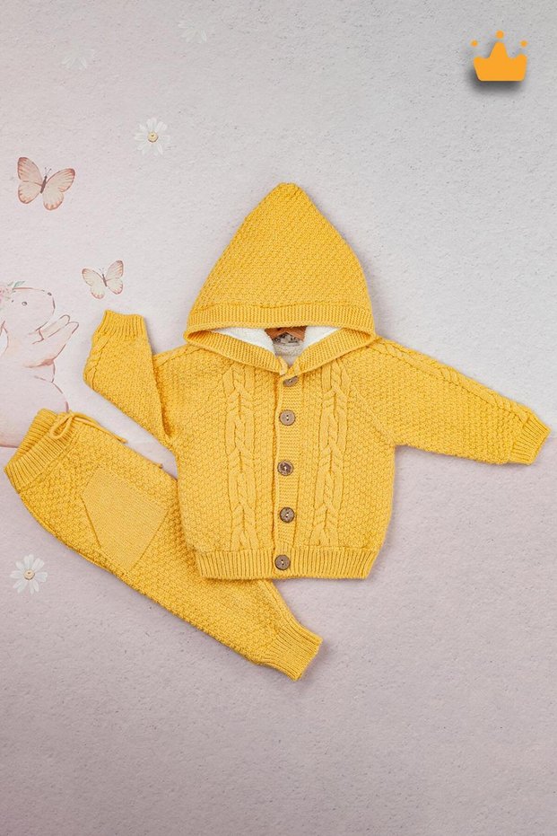 Knitwear Cardigan with Velsoft Lining Inside, Baby Girl and Boy Set 2805