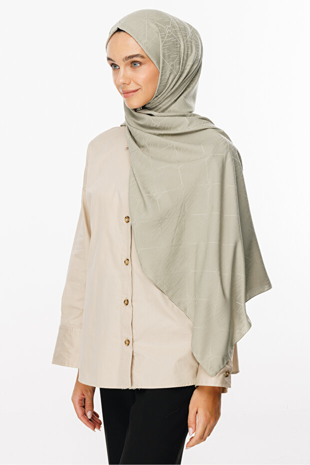 Insula Tea Moon Is Pattern Jacquard Shawl - 2