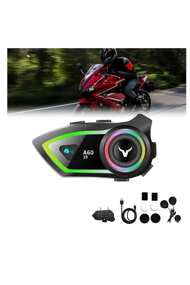 2 Intercom Bağlantılı Su Geçirmez Motosiklet Kask Bluetooth 5.3 300m Intercoom 2.000mah New - 1