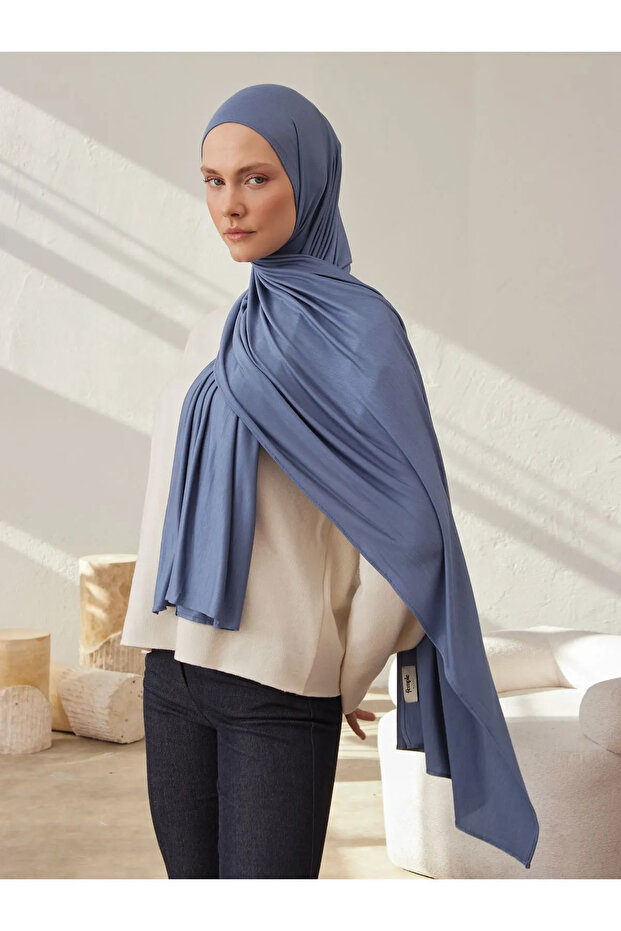 Premium Jersey Shawl | Color: Denim Blue | Dimensions: 180X70 cm | Daughter