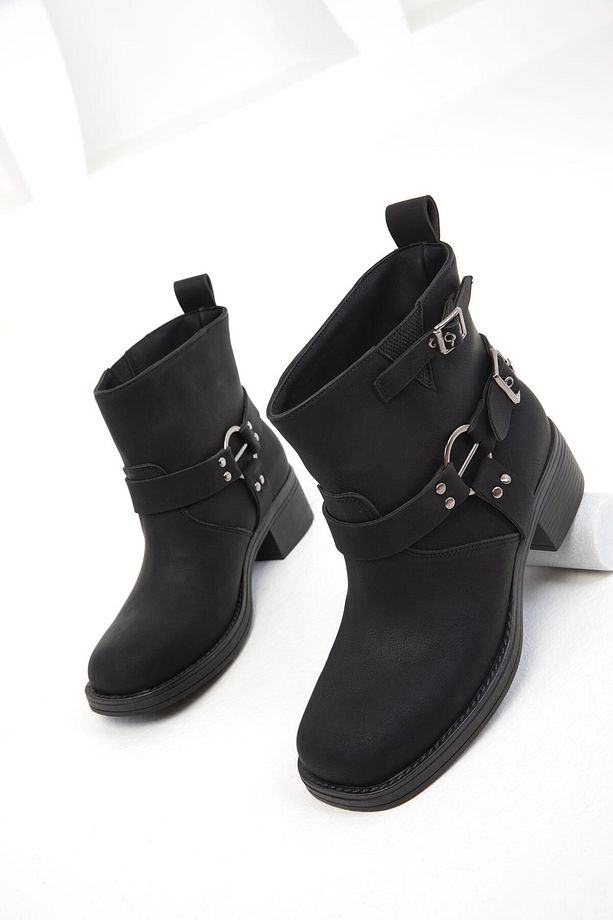 Siyah Mat Kadın Bot & Bootie 19678 - 3