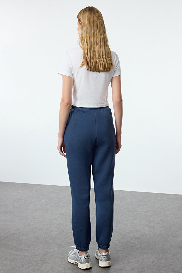 Indigo Gruby Polar Podstawowe Dzianinowe Spodnie Dresowe TWOAW22EA0468 - 5