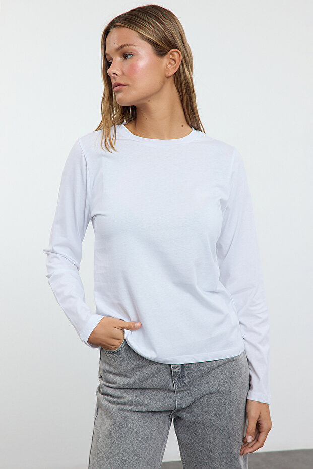 Siyah-Beyaz 2'li Paket Bisiklet Yaka Regular/Normal Kesim Örme T-Shirt TWOAW25TS00001 - 13