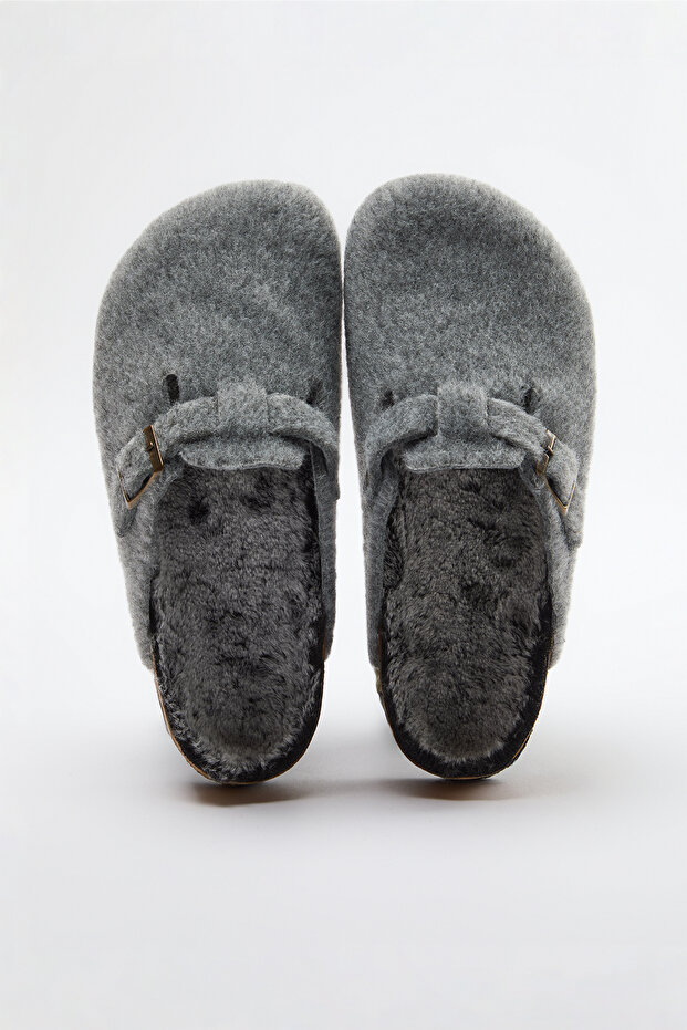 Szare, futrzane kapcie damskie Sabo Takaw25Er00010 - 3