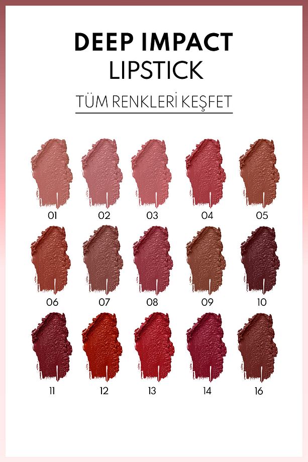 Deep Impact Lipstick Kremsi Dokulu Yarı Parlak Ruj 12 Flaming Heart Red - Kırmızı - 3