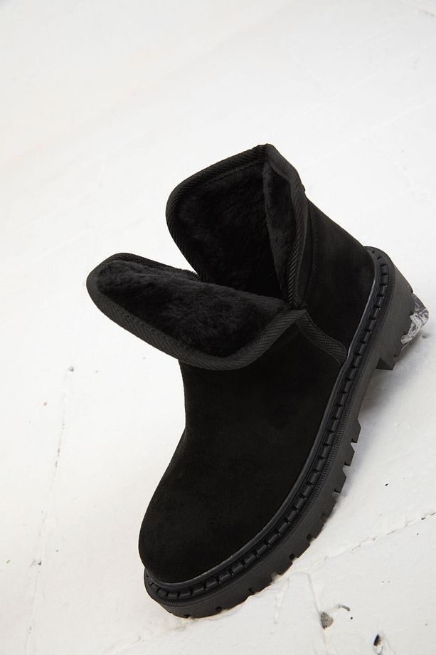 Siyah Süet Kadın Bot & Bootie 19750 - 4