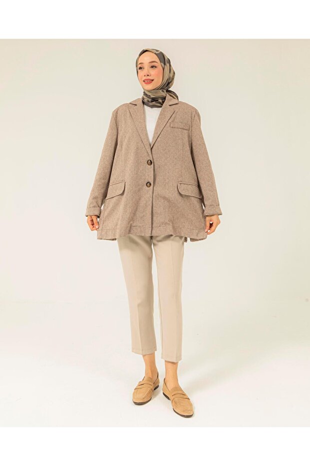 Retro Basic Kahve Ceket - 2