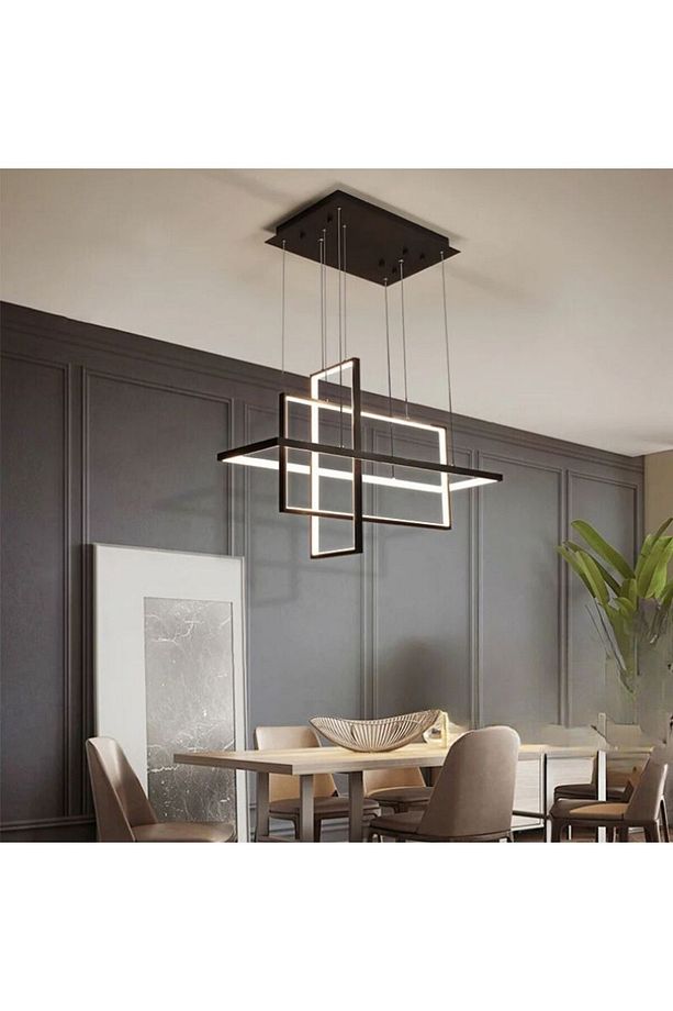 Modern LED Avize Mutfak Yemek Odası Oturma Odası  Dikdörtgen Avize Geometrik Kare Kutu Tavan Avize - 2