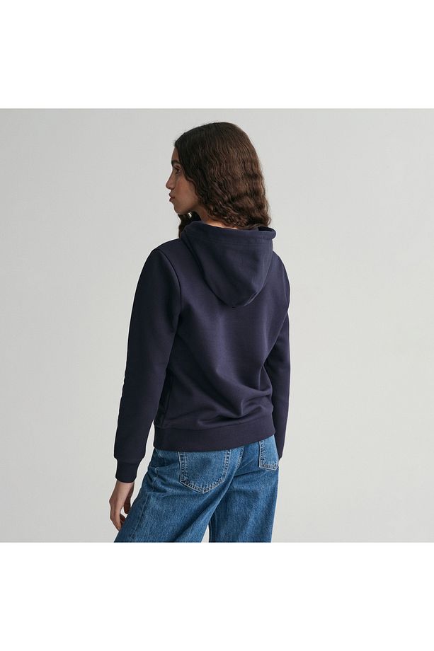 Kadın Lacivert Regular Fit Kapüşonlu Logolu Sweatshirt - 2