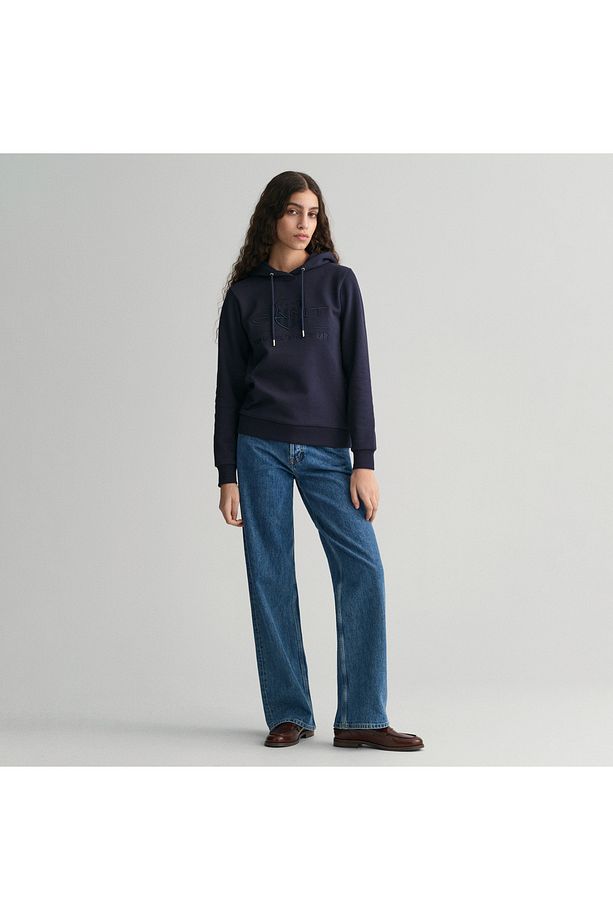 Kadın Lacivert Regular Fit Kapüşonlu Logolu Sweatshirt - 5