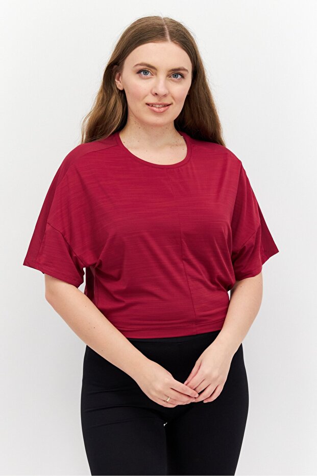 Women Sportswear Fit Short Sleeve Training Top, Maroon