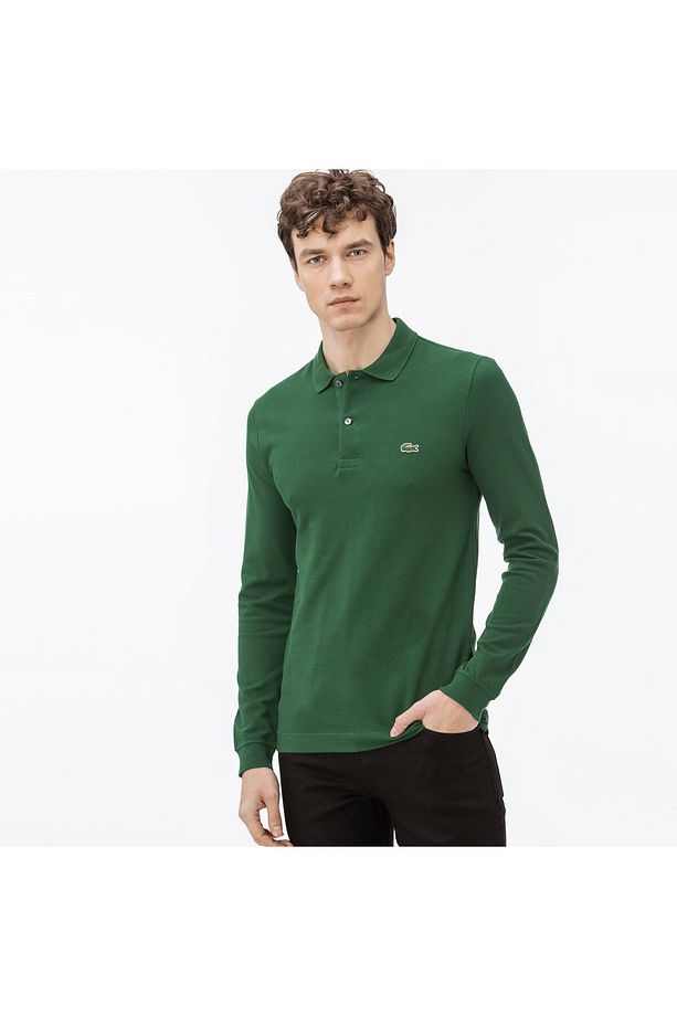 L.12.12 Erkek Slim Fit Uzun Kollu Yeşil Polo - 3