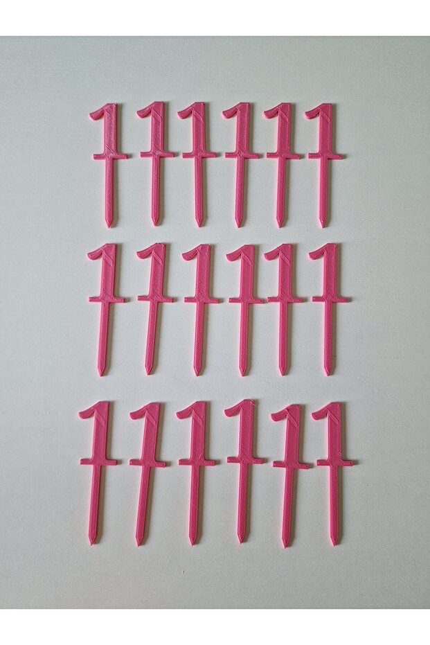 Hobi Kafe 18 Pieces 1 Year Old Pink Cup Cake - Cake Decoration - Toothpick (Made of Hard Plastic)