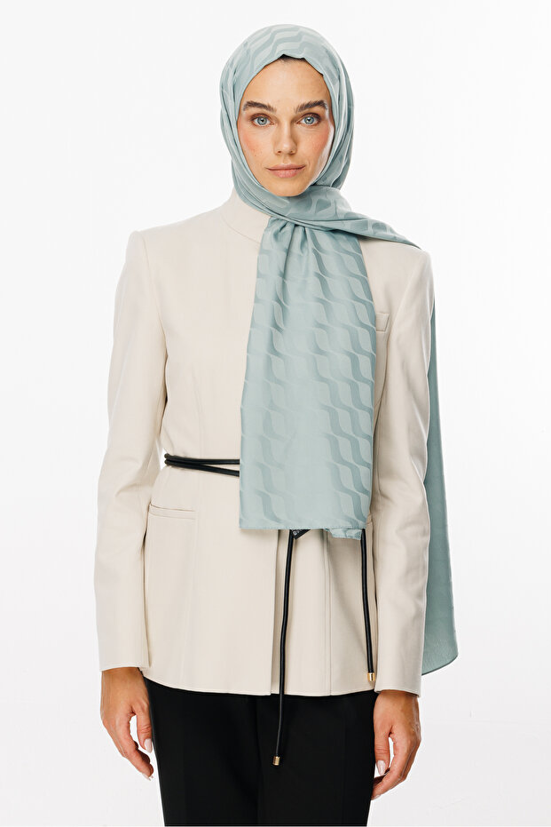 Çağla Wave Pattern Silky Jacquard Shawl - 4