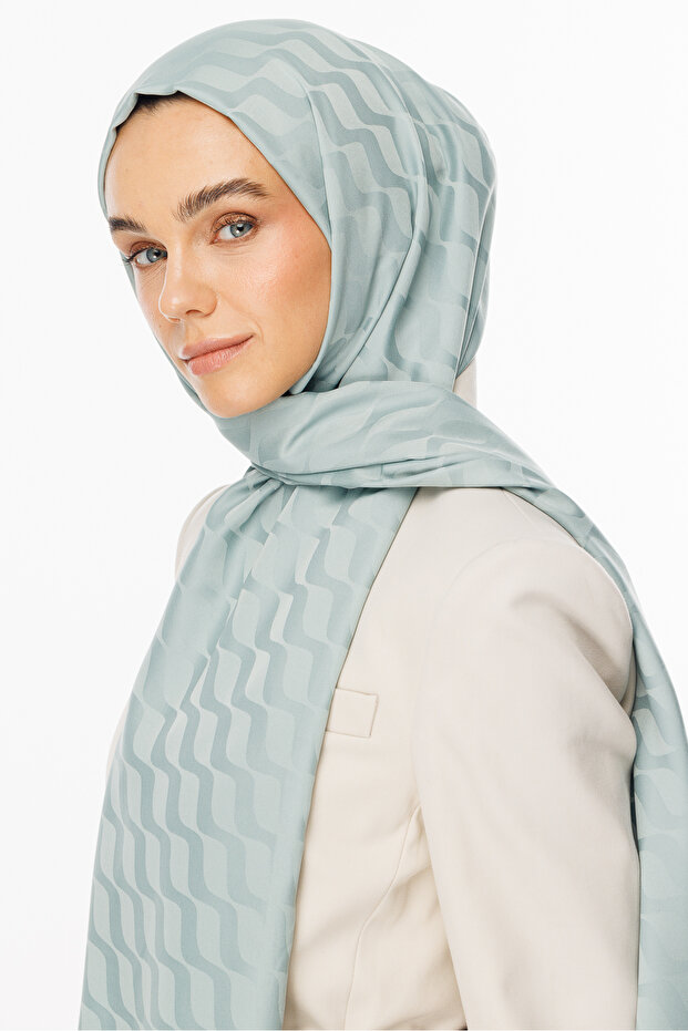 Çağla Wave Pattern Silky Jacquard Shawl - 2