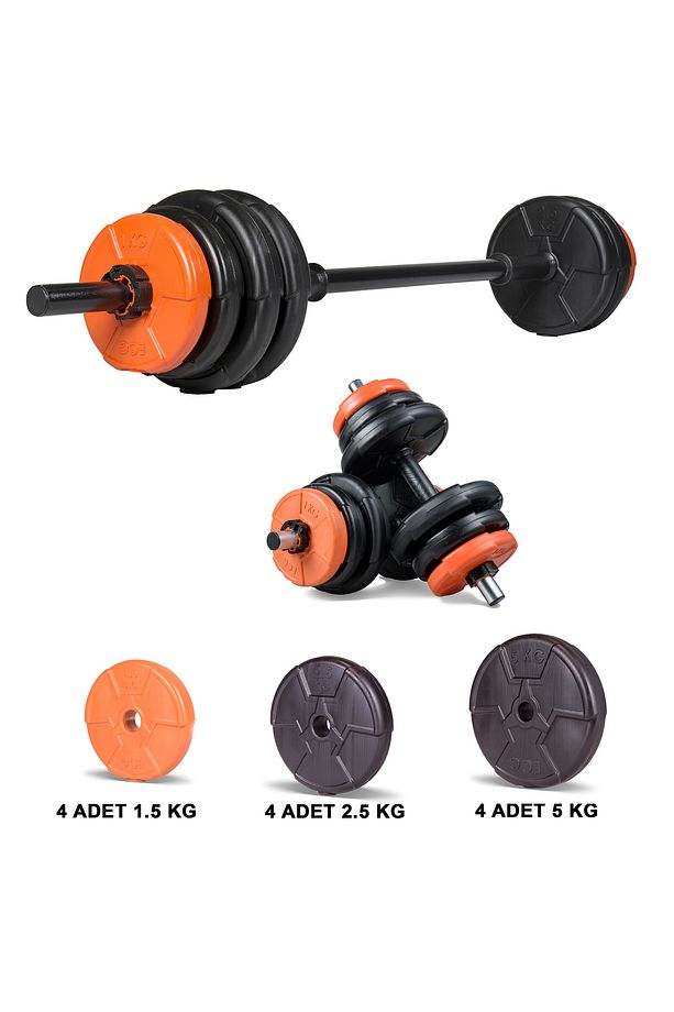 38 Kg Dambıl Halter Seti Turuncu Siyah - 1