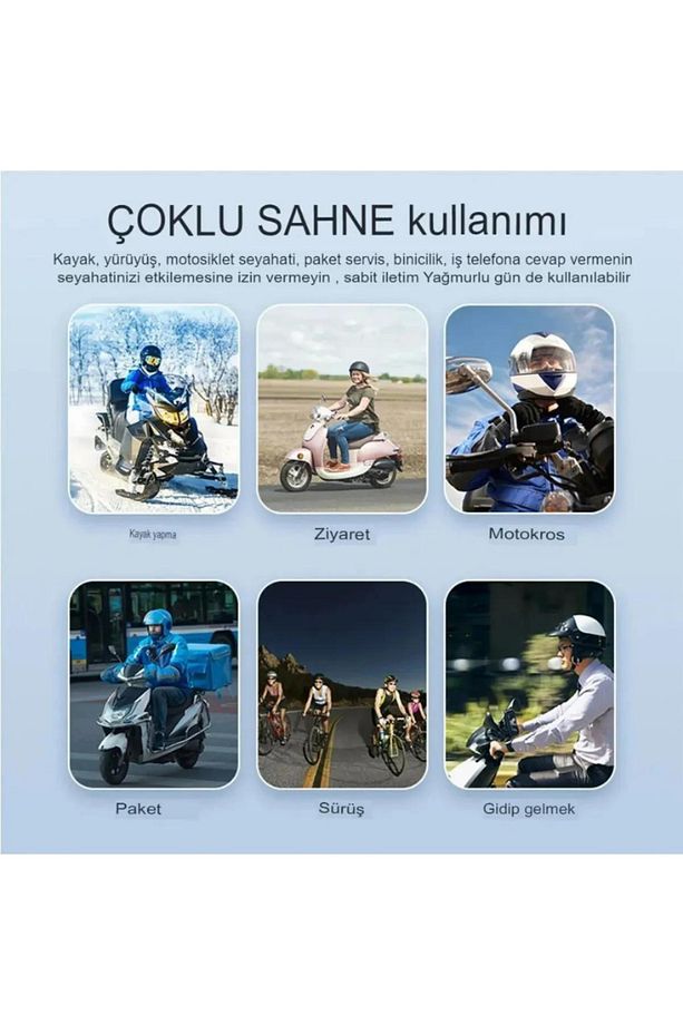 2 Intercom Bağlantılı Su Geçirmez Motosiklet Kask Bluetooth 5.3 300m Intercoom 2.000mah New - 7
