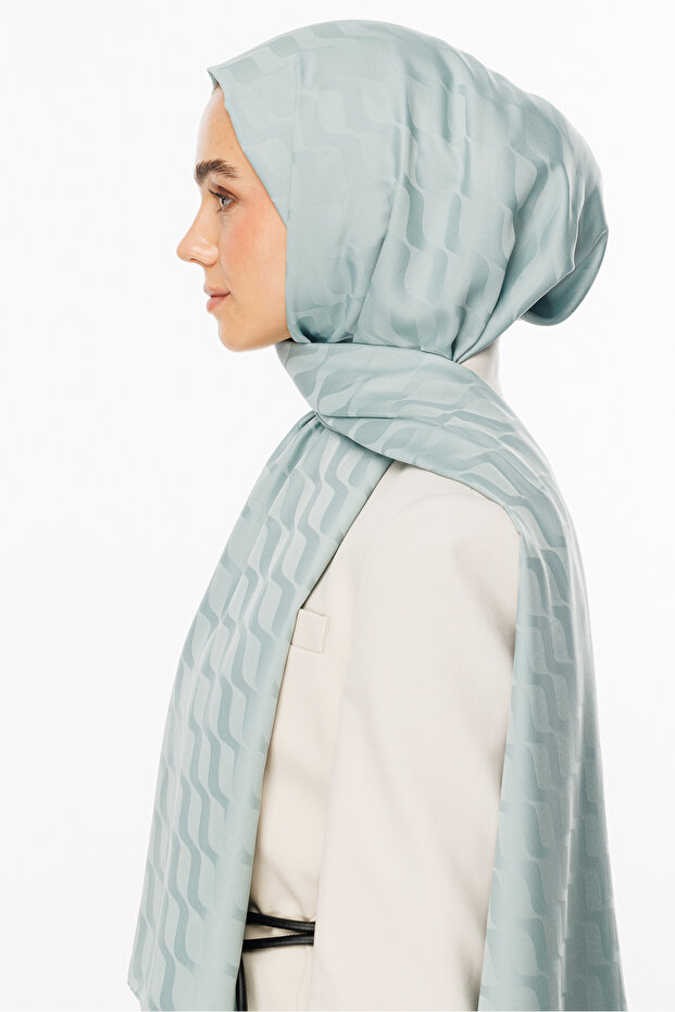 Çağla Wave Pattern Silky Jacquard Shawl - 5