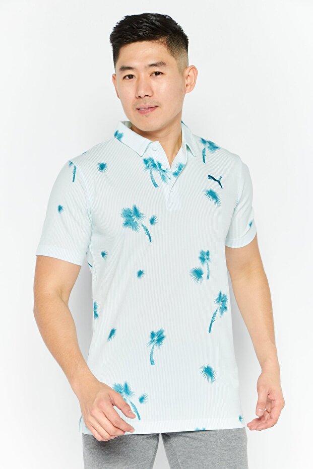 Men Sportswear Fit Short Sleeve Training Polo Shirt, Light Blue