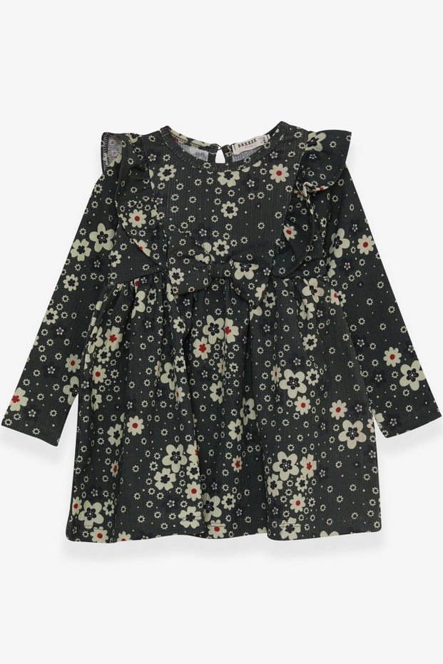 Girl's Long Sleeve Dress Floral Pattern 1.5-5 Years, Dark Green