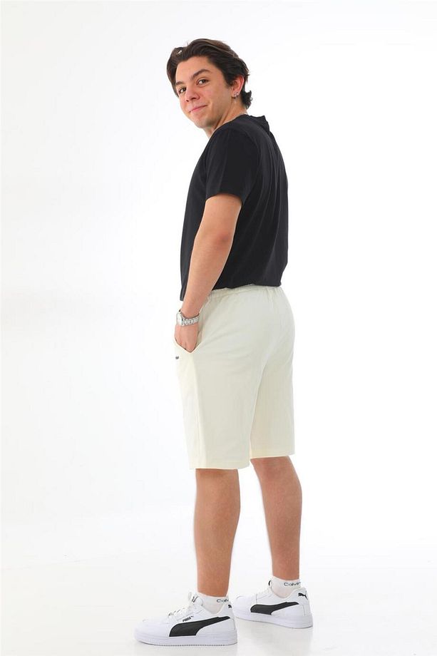Erkek Regular Fit (NORMAL KESİM) %100 Pamuklu Şort-ekru - 3
