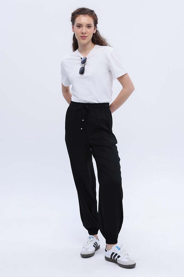 Siyah Jogger Pantolon - 5
