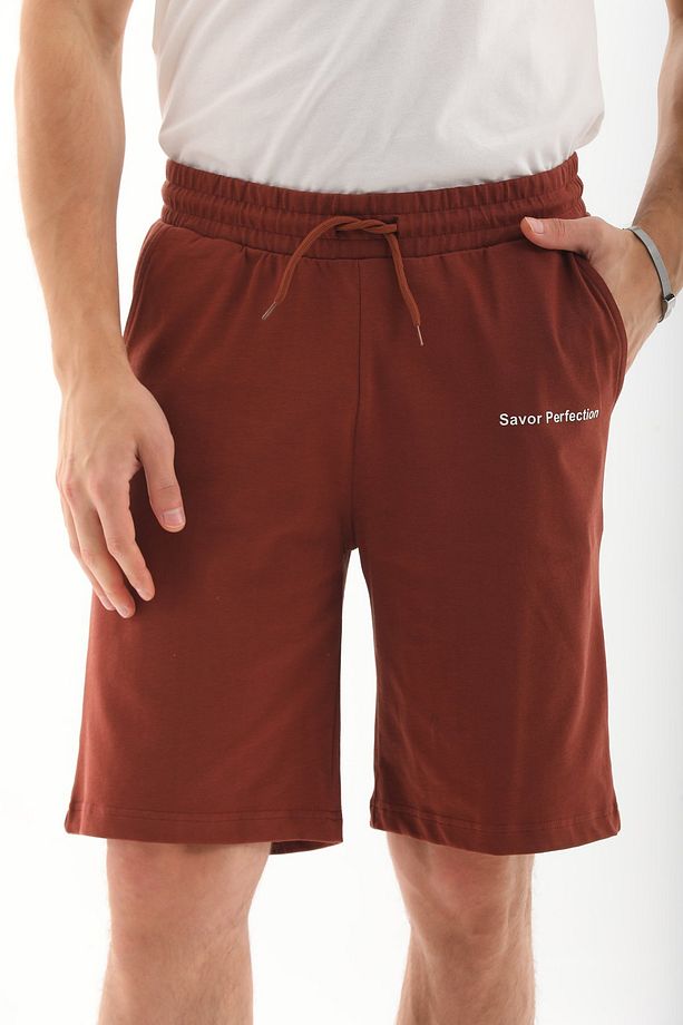 Erkek Regular Fit %100 Pamuk Şort-Kahve - 1