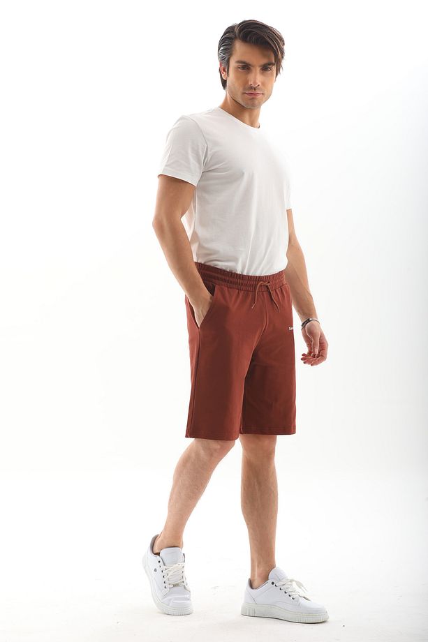 Erkek Regular Fit %100 Pamuk Şort-Kahve - 8