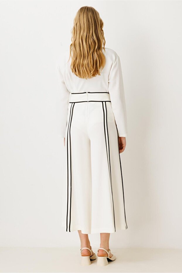 GHİSA BİYELİ PANTOLON EKRU - 5