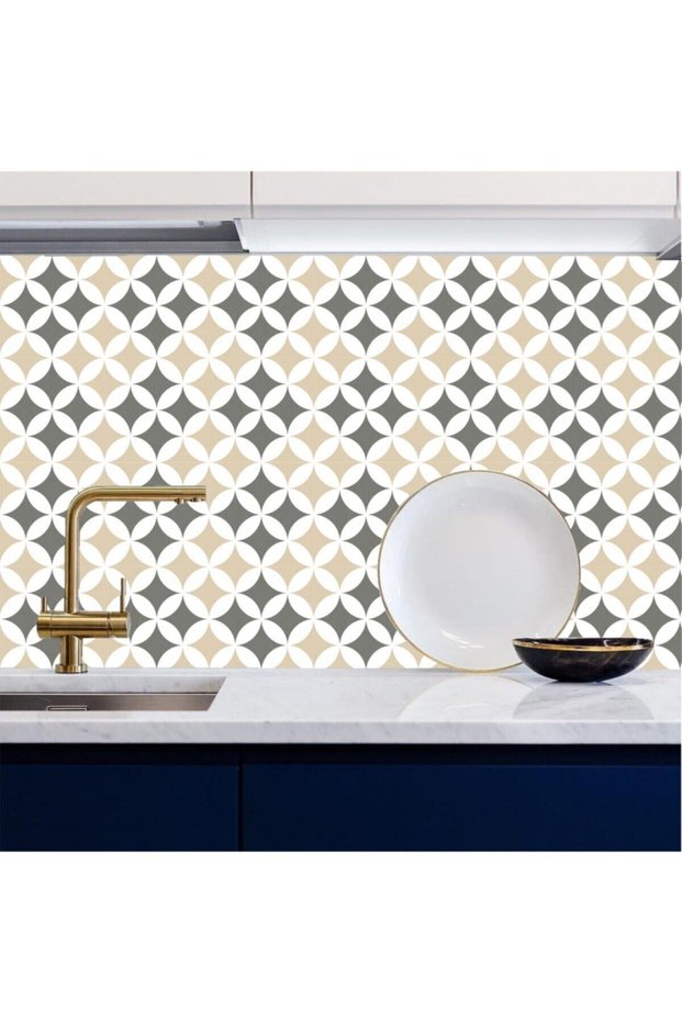 Kitchen Countertop Self-Adhesive Foil Coating Tile Stone Pattern Beige 60Cmx100Cm
