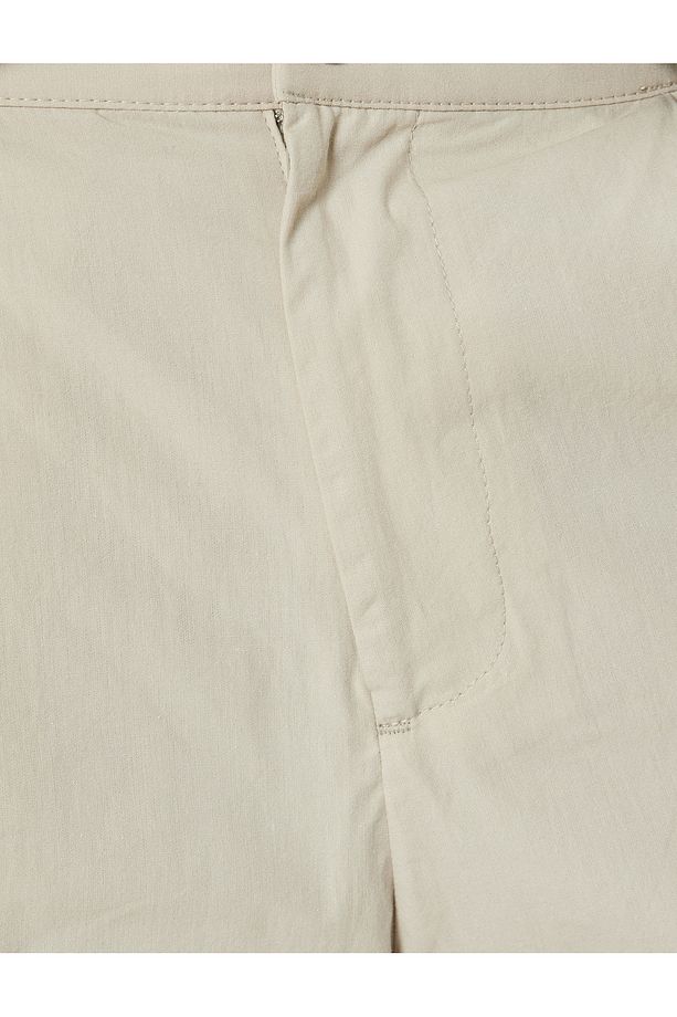 Kumaş Şort Oversize Pileli Chino Düğmeli Cep Detaylı - 6