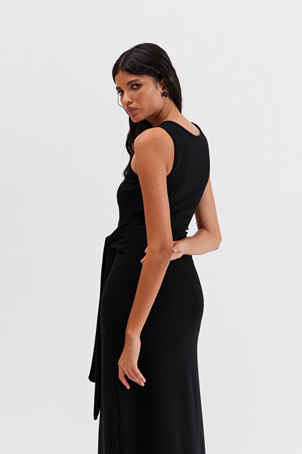 PANNA Önü Düğümlü Uzun Elbise - 9