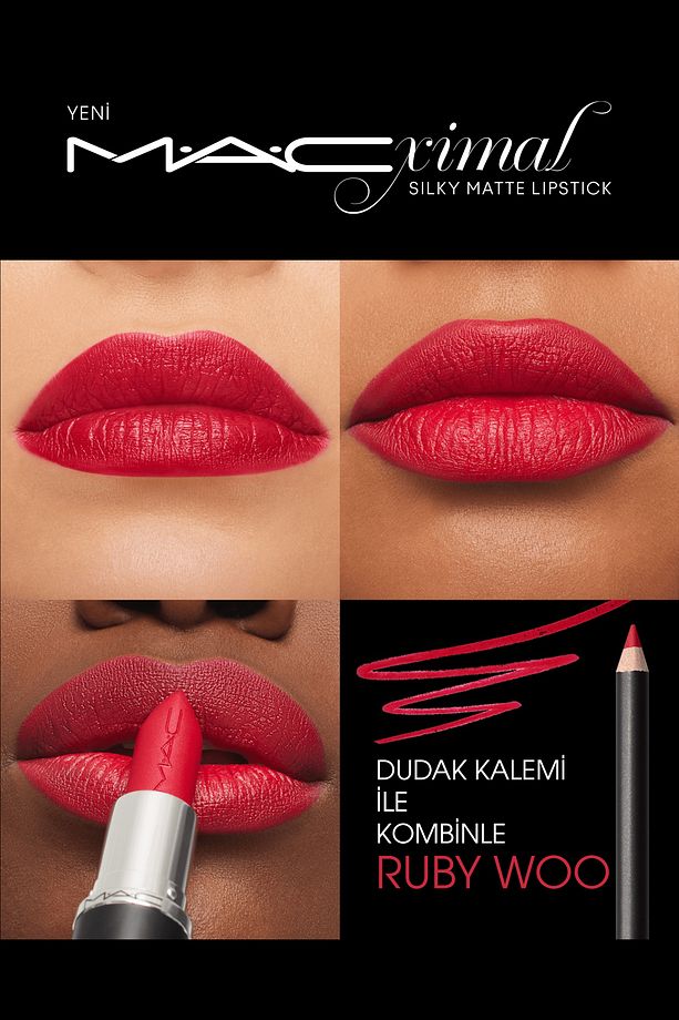 M·A·CXIMAL Silky Matte Lipstick Nemlendirme Etkili Yoğun Renk Sağlayan Ruj - Ruby Woo - 6