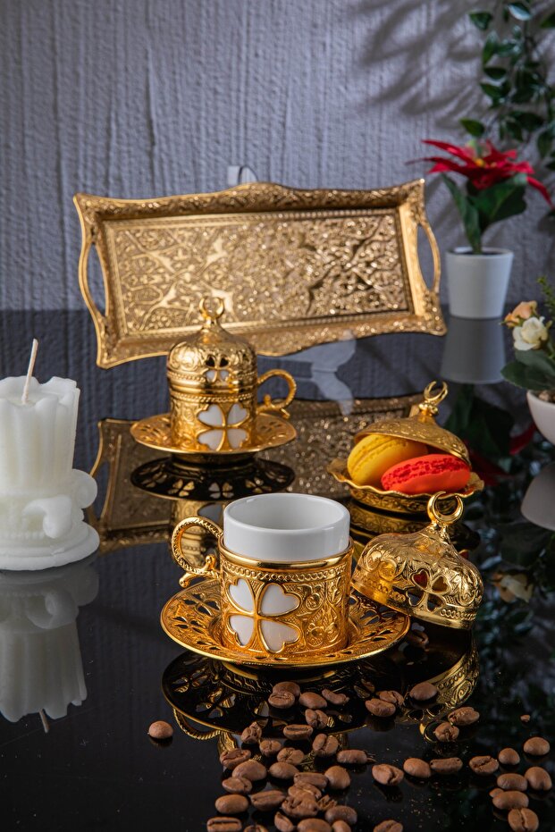 طقم قهوة كلوفر مستطيل لشخصين (125-K) - 1