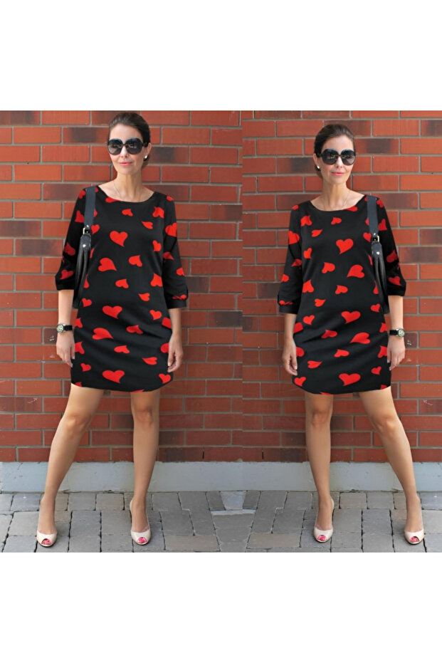 Women's Long Sleeve Crew Neck Diver Mini Length Dress