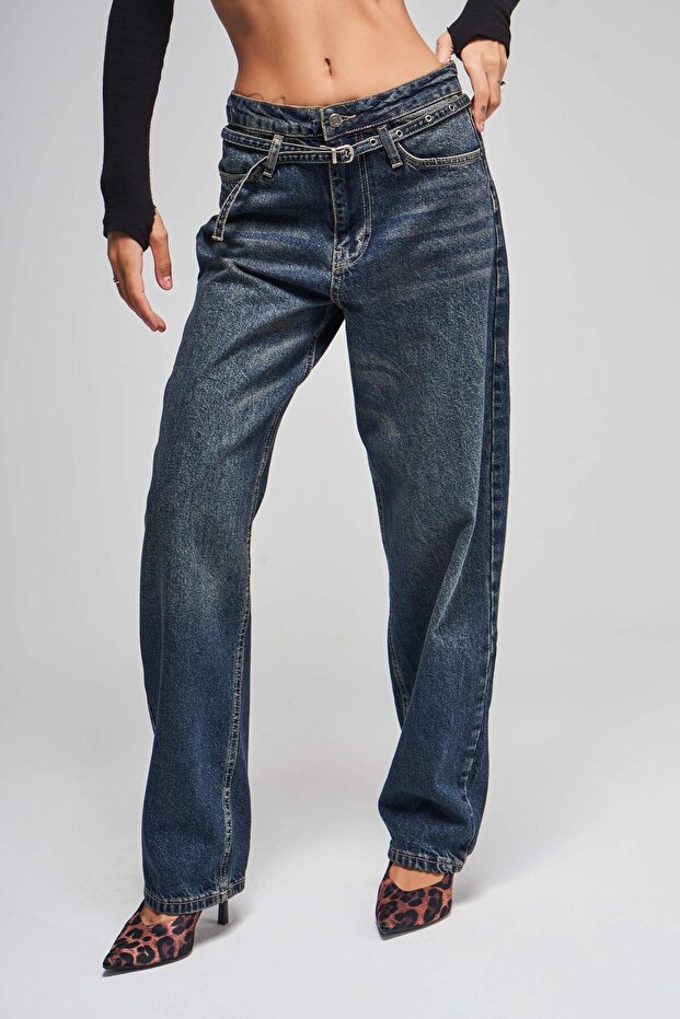 Dámské T. Jeans Color Tailored Fit Belted 100% bavlna Denim - 1