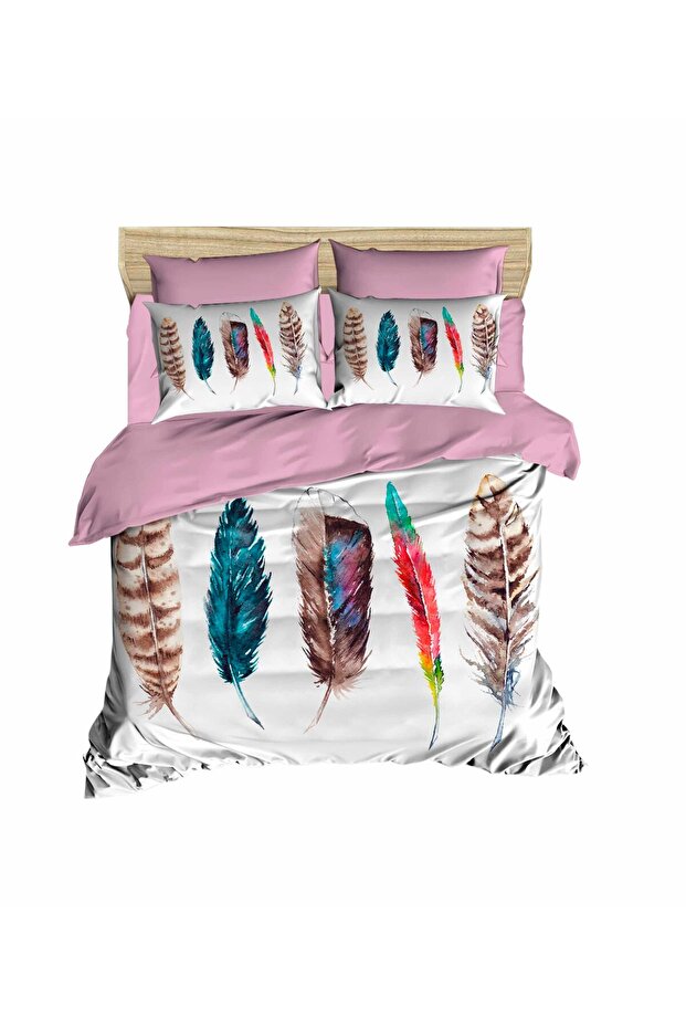 Colorful Feathers 3D Digital Double Duvet Cover Set