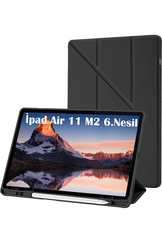İpad Air 11inç M2 2024 Kılıf Kalem Bölmeli Şarj Yuvalı Katlanabilir Yumuşak Silikon A2902 A2903 2904 - 1