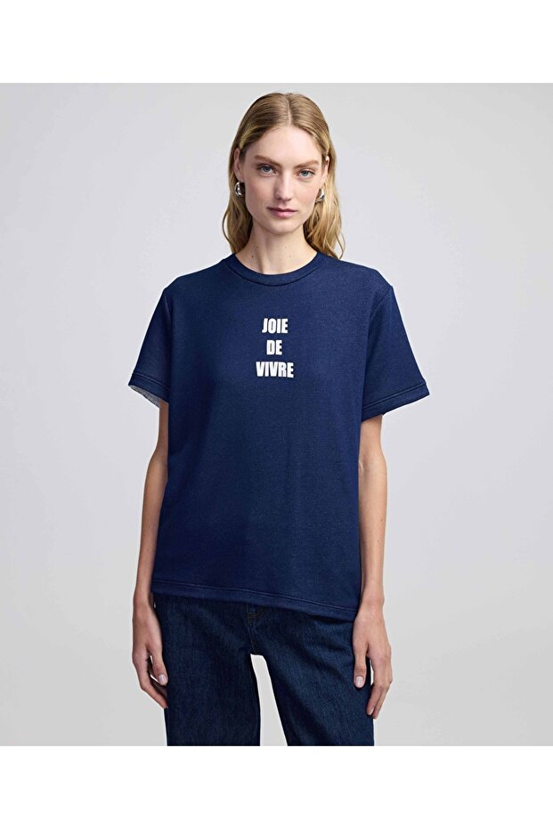 Slogan baskılı tişört - 1