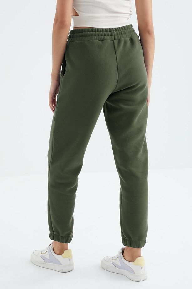 Çağla Yüksek Bel Basic Bağcıklı Jogger Polar Kadın Eşofman Alt - 94622 - 8