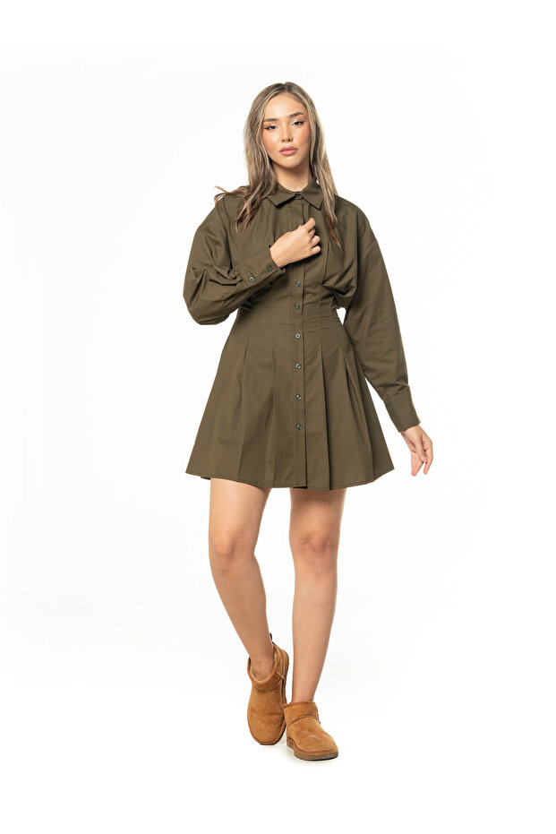 Gömlek Elbise Haki - 2