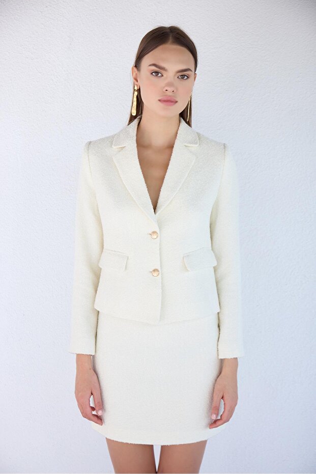 Ekru Buklet Ceket - 5