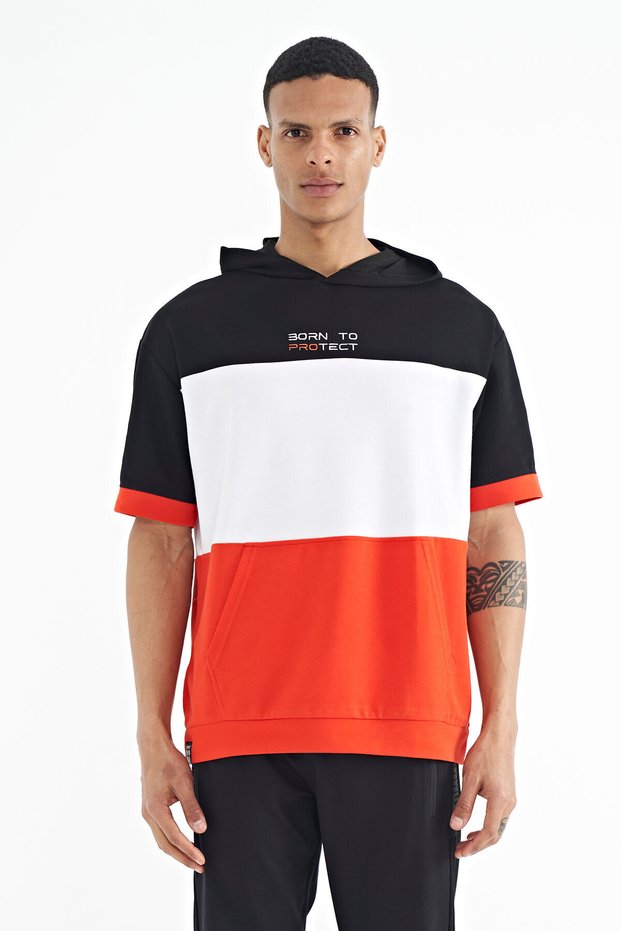 Fiesta Hooded Oversize Men's T-shirt with Print Detail - 88191